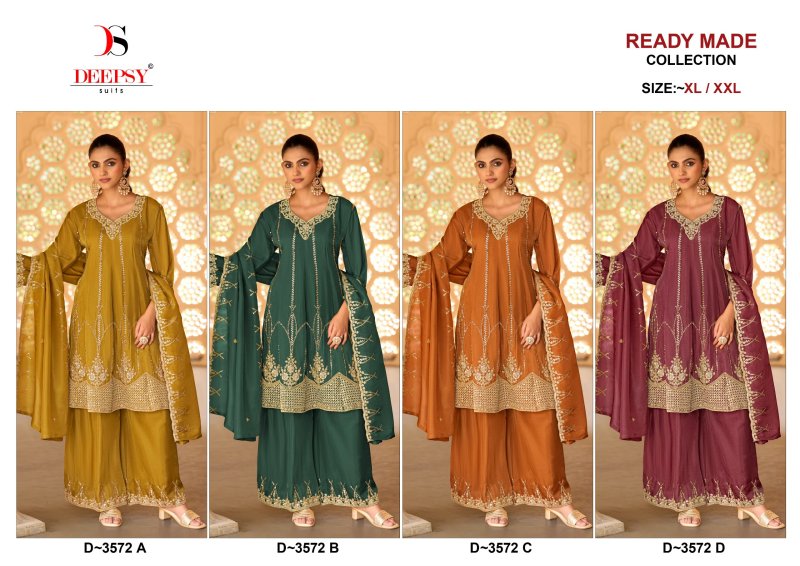 D 3572 A To D By Deepsy Viscose Tissue Silk Readymade Pakistani Suits